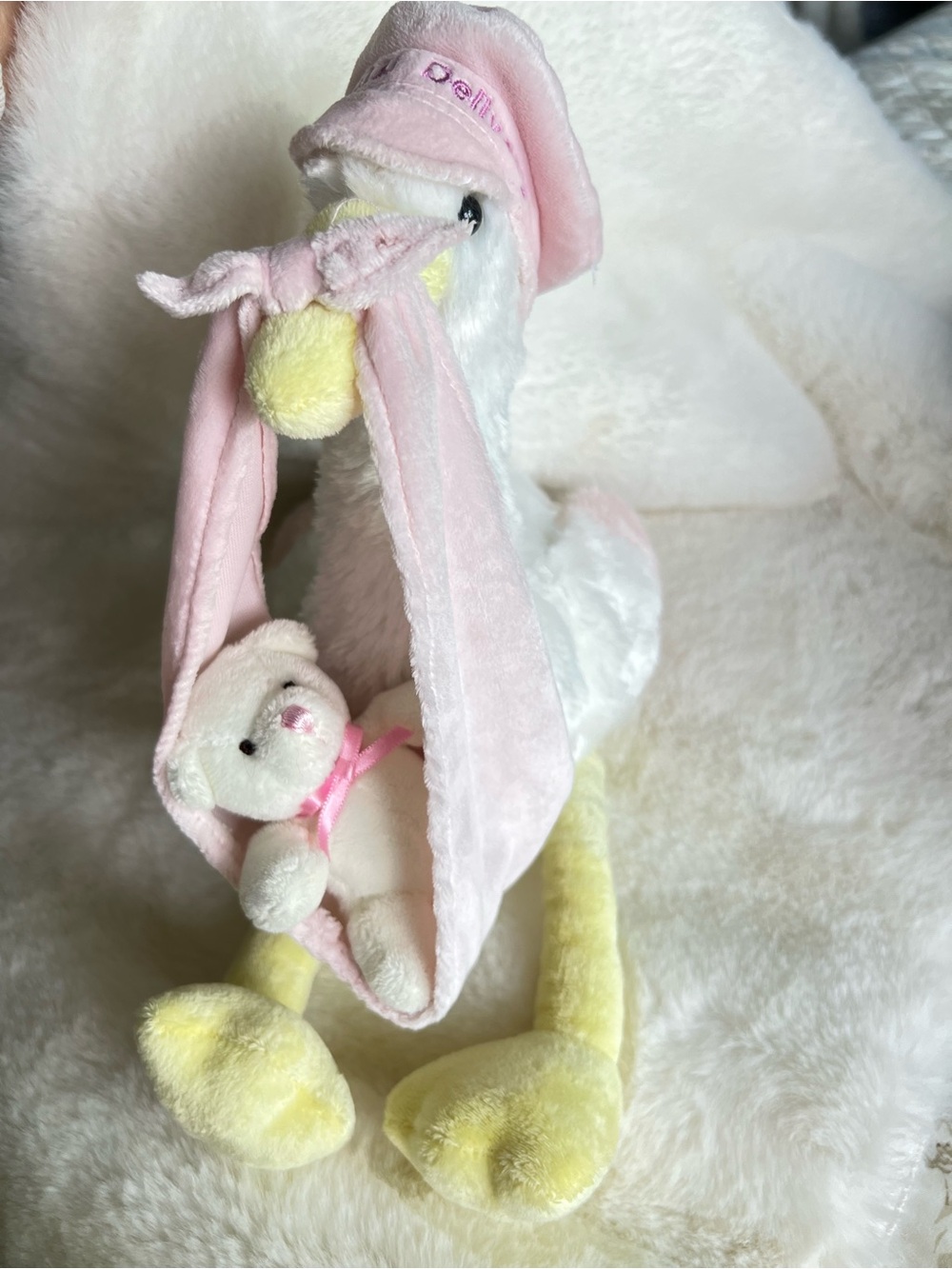Baby Aurora Special Delivery Stork Plush Baby Girl stuffed animal 16”